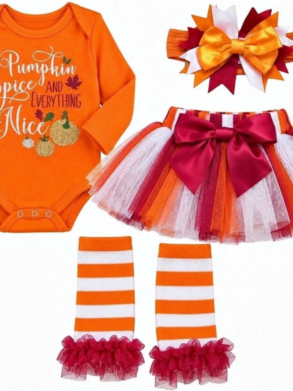 NWT Baby Essentials Pumpkin Spice and Everything Nice 4-Piece Dress Up 3M